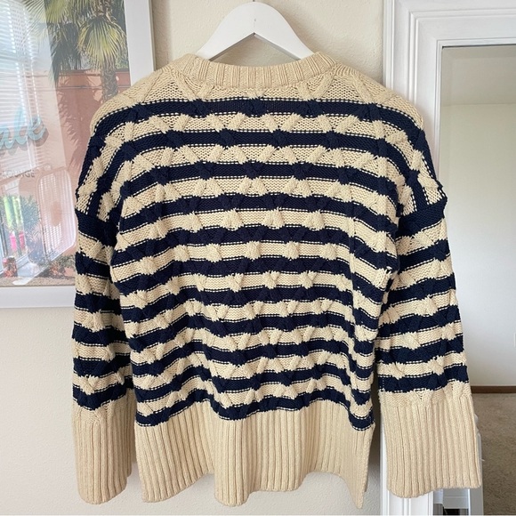 Madewell Cable-Knit Oversized Sweater in Stripe XXS - Picture 9 of 9